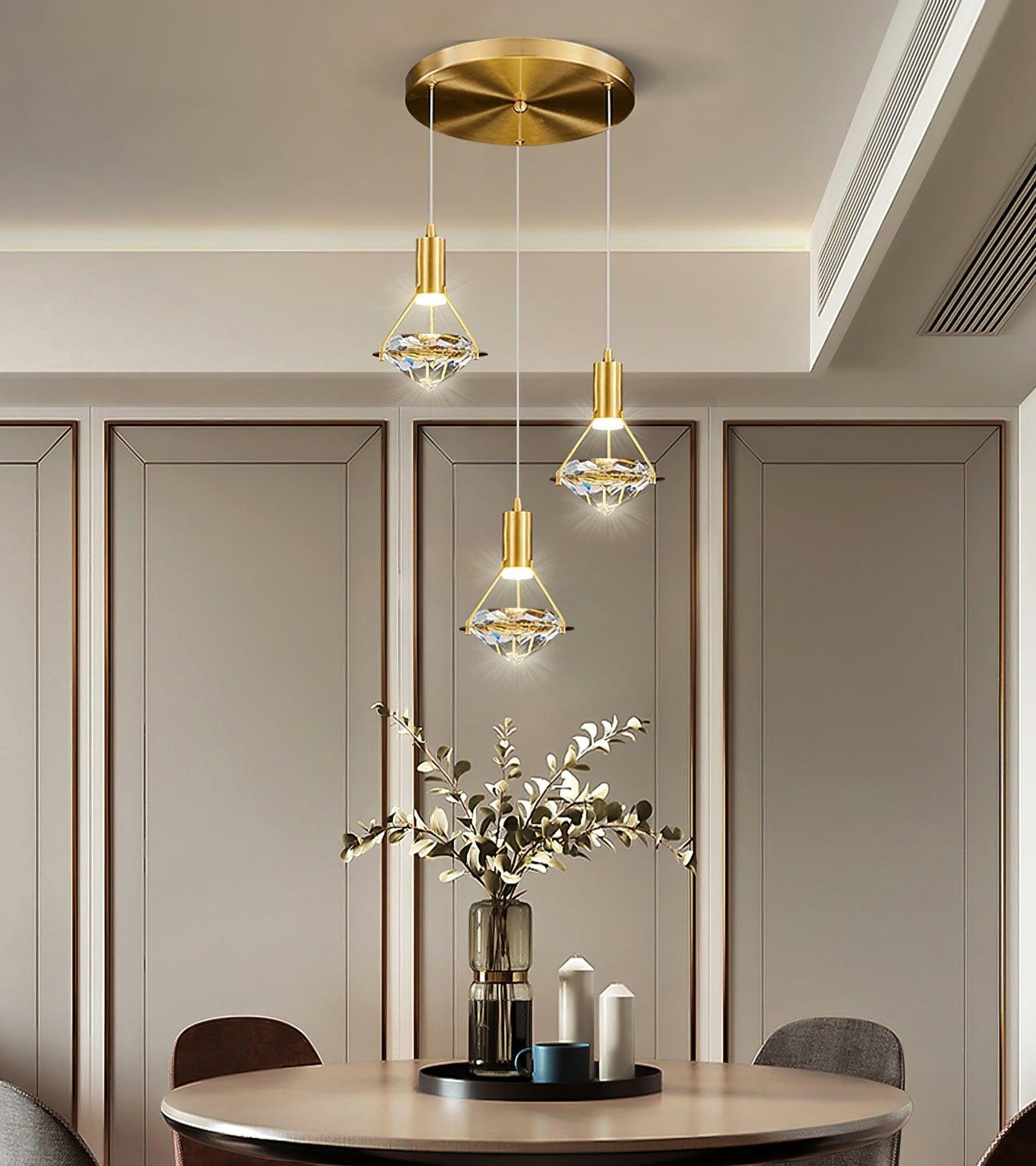 Suspension Moderne Cristal Diamant LED en Laiton