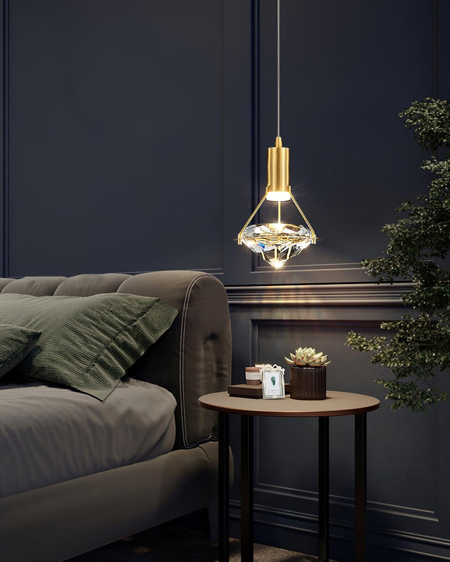 Suspension Moderne Cristal Diamant LED en Laiton
