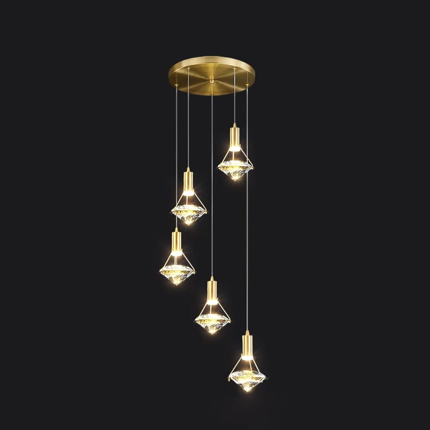 Suspension Moderne Cristal Diamant LED en Laiton