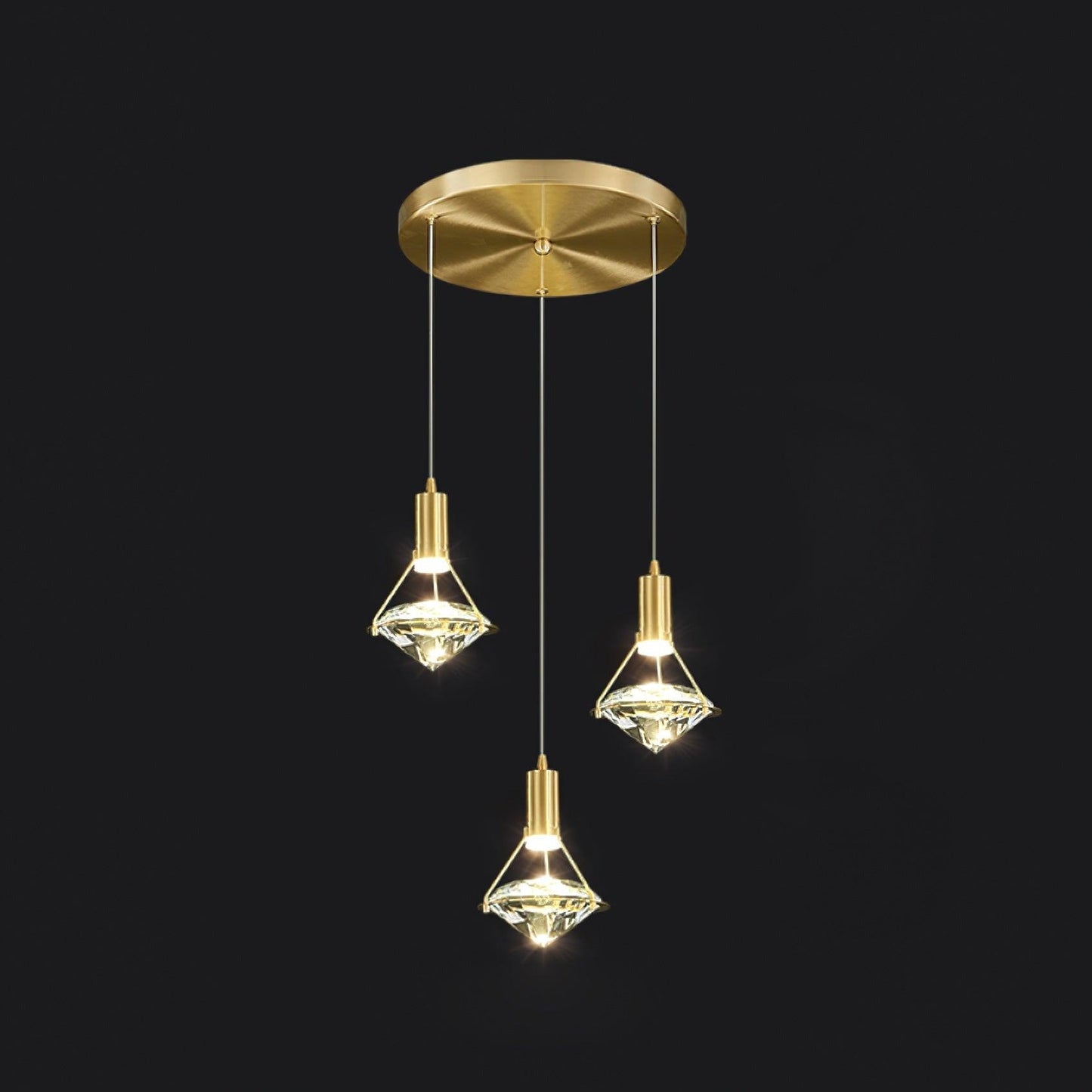 Suspension Moderne Cristal Diamant LED en Laiton