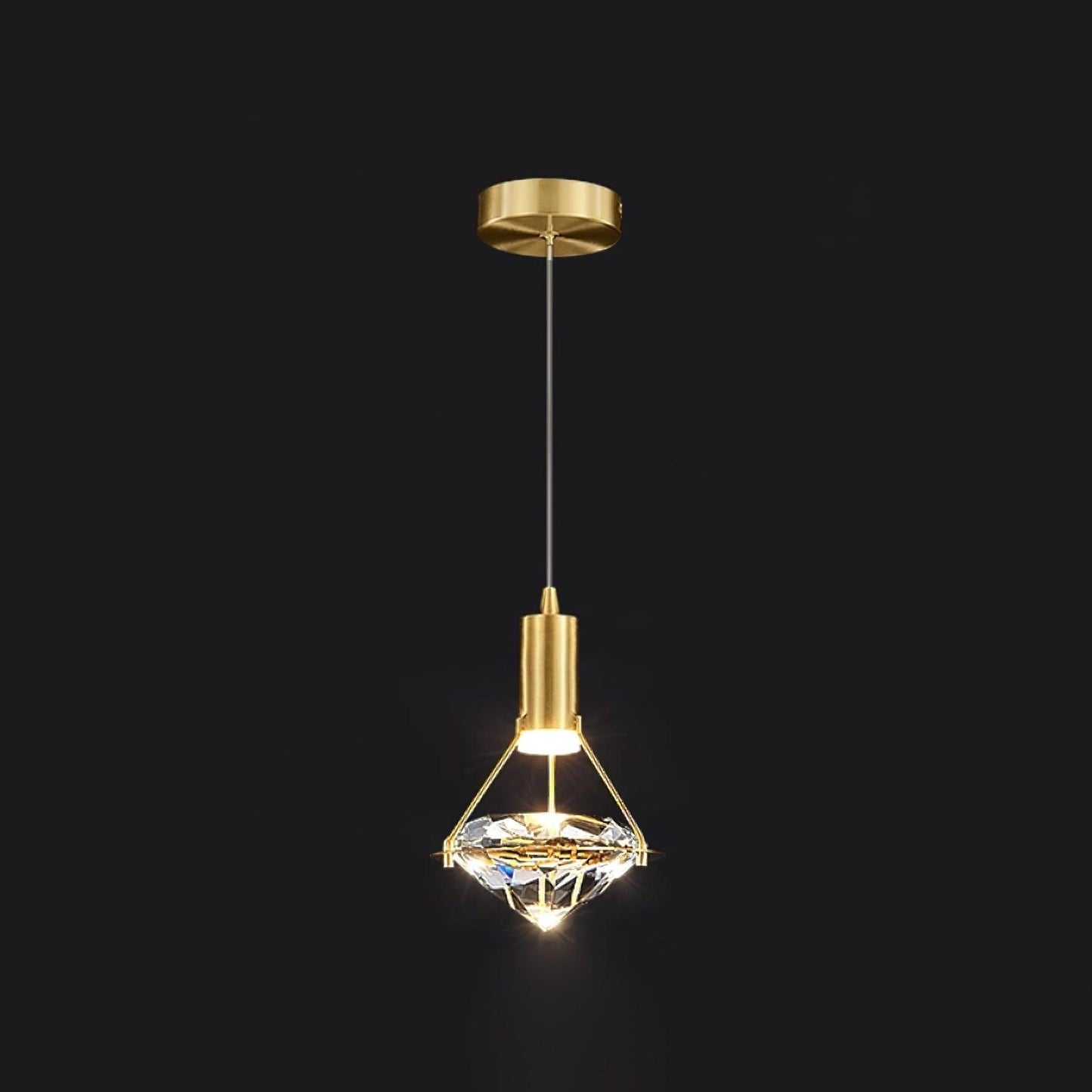 Suspension Moderne Cristal Diamant LED en Laiton