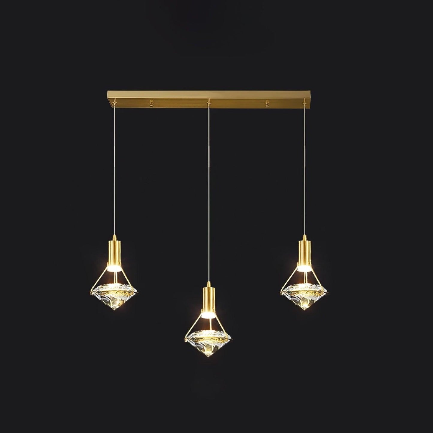 Suspension Moderne Cristal Diamant LED en Laiton