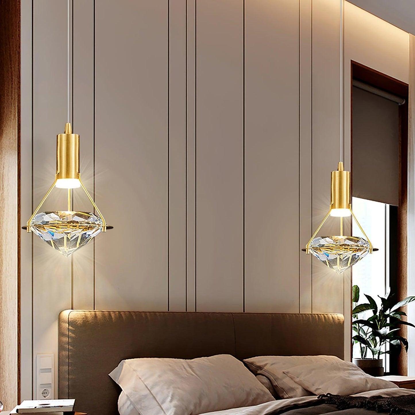 Suspension Moderne Cristal Diamant LED en Laiton