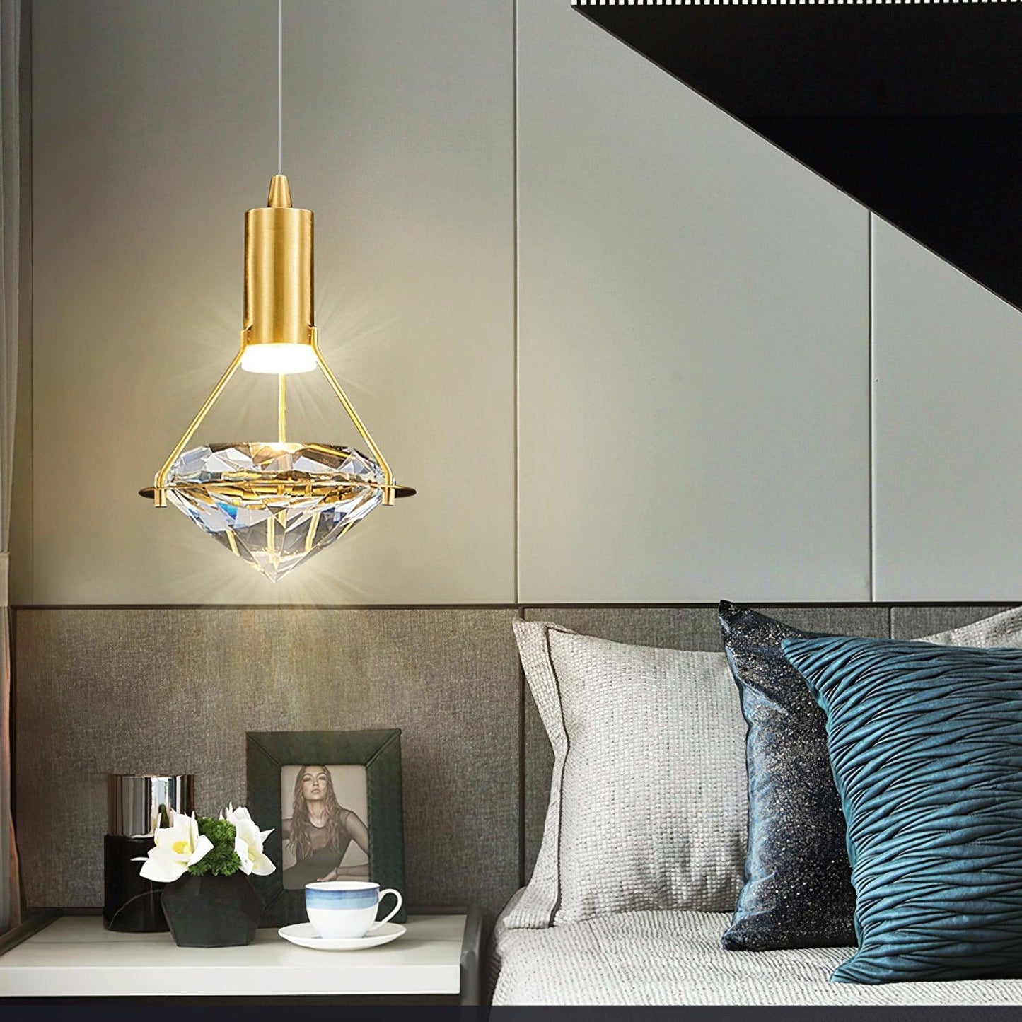Suspension Moderne Cristal Diamant LED en Laiton