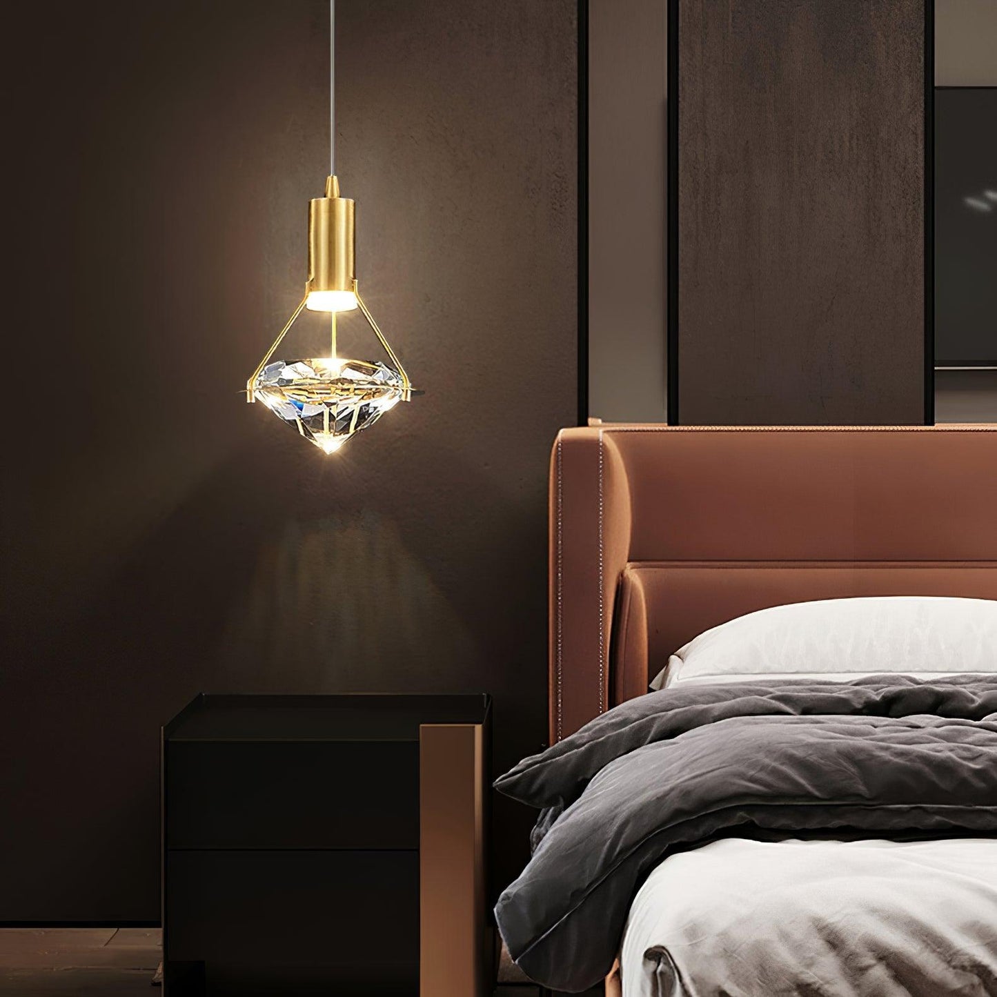 Suspension Moderne Cristal Diamant LED en Laiton