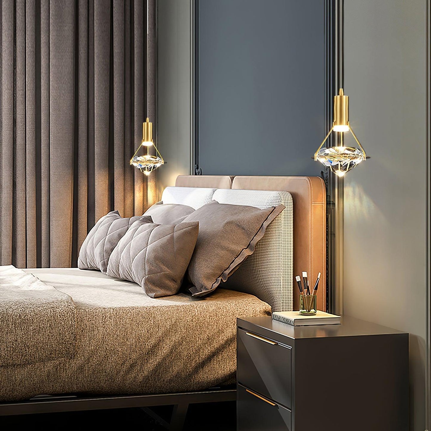 Suspension Moderne Cristal Diamant LED en Laiton