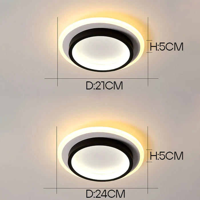 Plafonniers LED Ronds | Métal et Acrylique pour Couloir