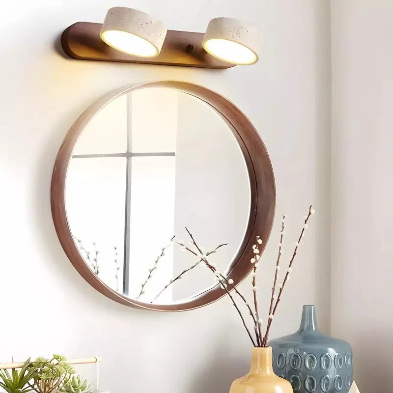 Applique Elias LED Réglable Bois & Travertin, Style Rustique