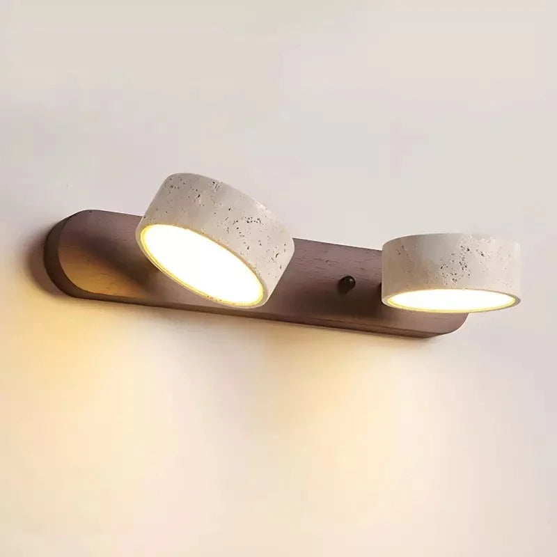 Applique Elias LED Réglable Bois & Travertin, Style Rustique