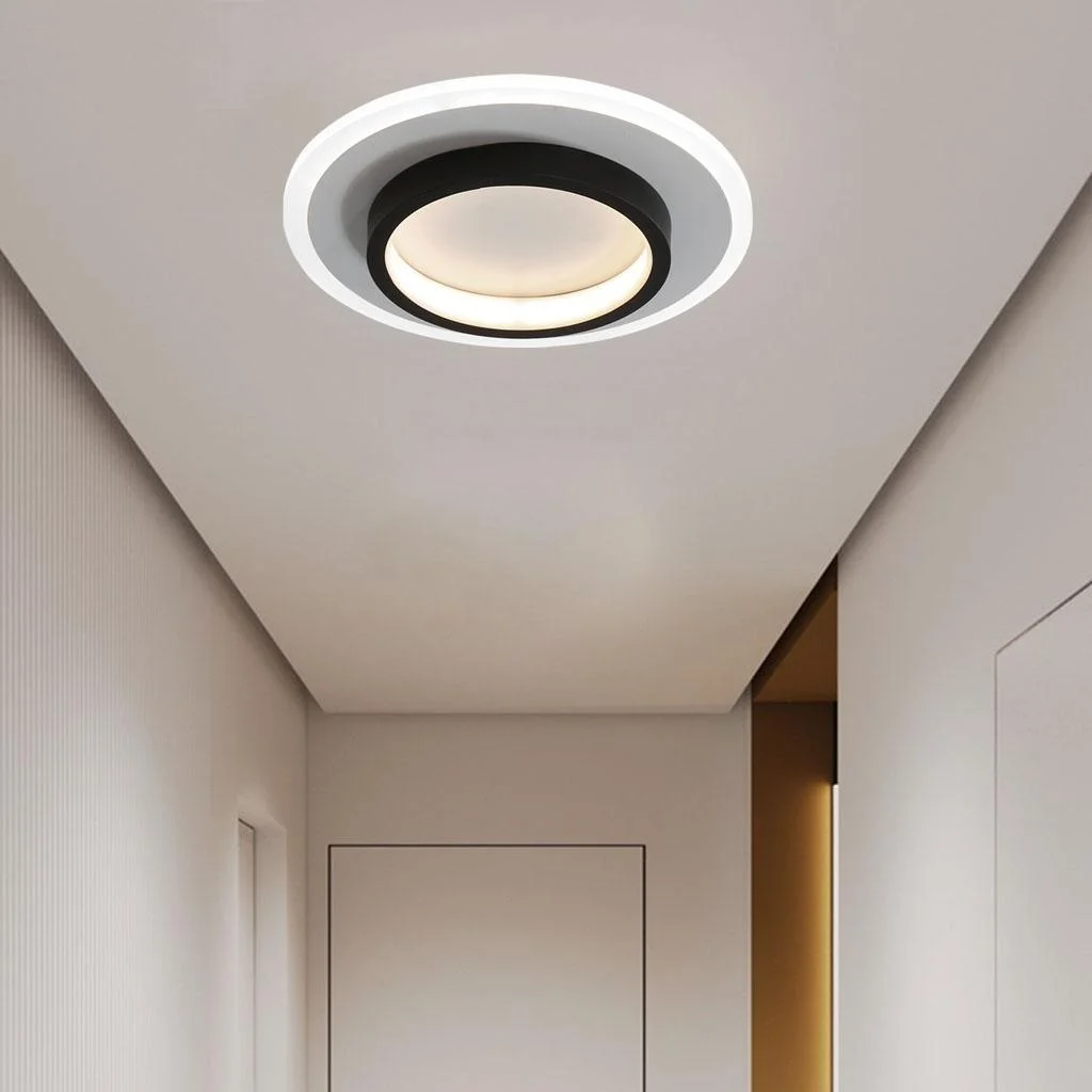 Plafonniers LED Ronds | Métal et Acrylique pour Couloir