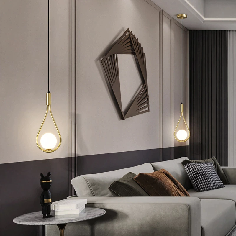 Suspension LED Design Nordique en Fer Doré