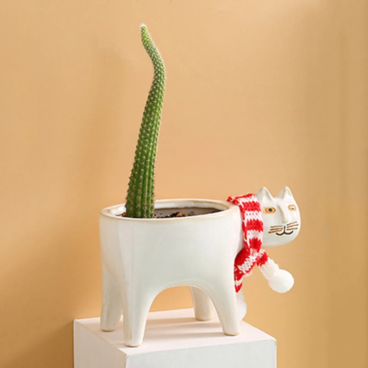 Pot de fleurs en céramique en forme de queue de chat – Une touche ludique et artisanale pour vos plantes