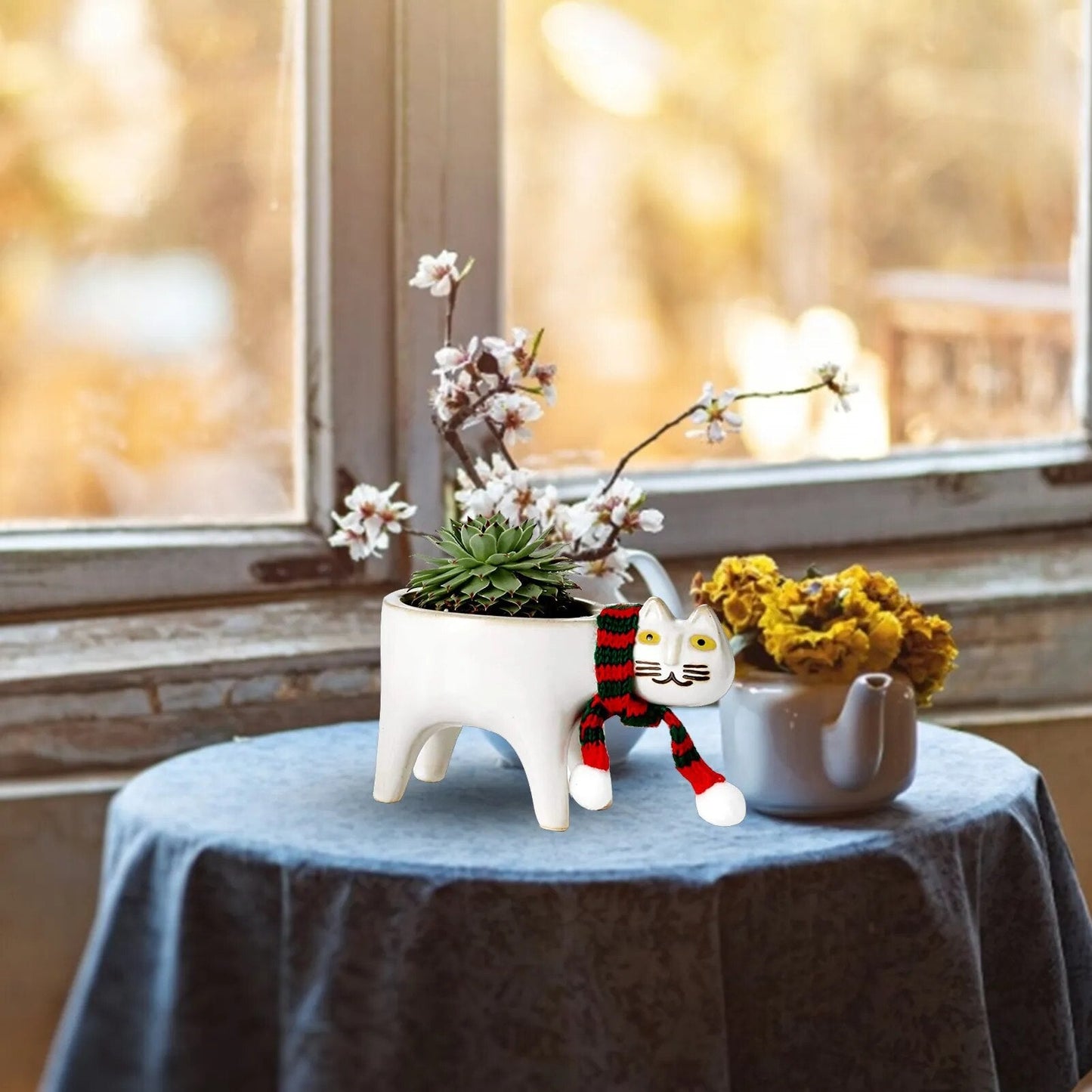 Pot de fleurs en céramique en forme de queue de chat – Une touche ludique et artisanale pour vos plantes