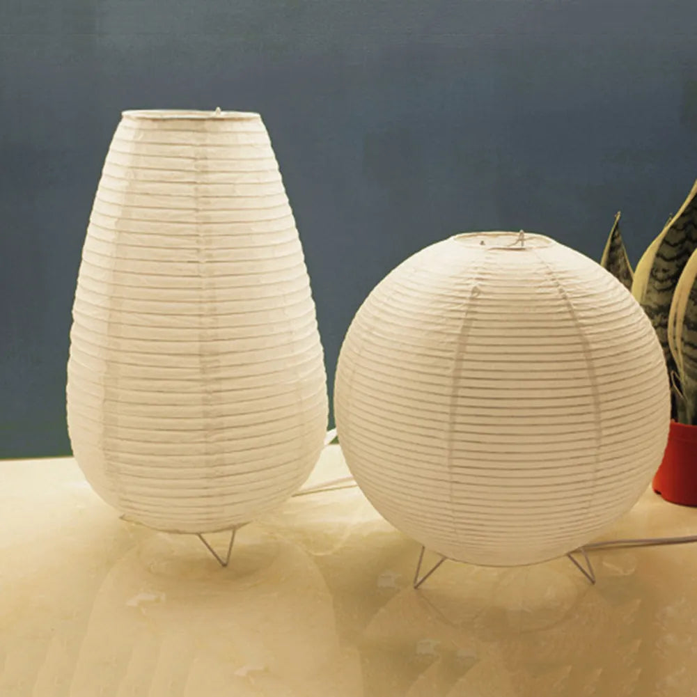 Lampe Cylindrique en Papier de Riz Style Japonais – Élégance Minimaliste Inspirée du Wabi-Sabi
