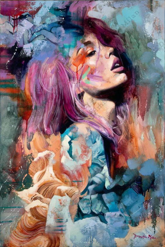 Toile Portrait Femme Abstraite - Art Moderne Graffiti