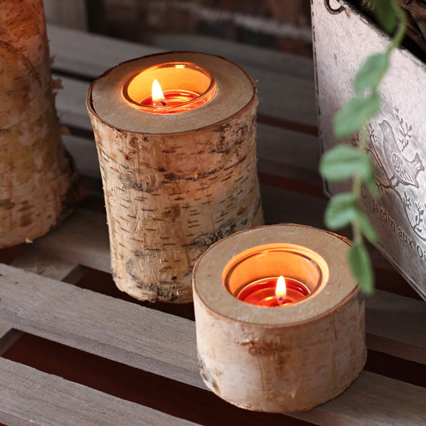 Support de Bougie Nature en Bois de Bouleau – Élégance Rustique et Chaleur Authentique
