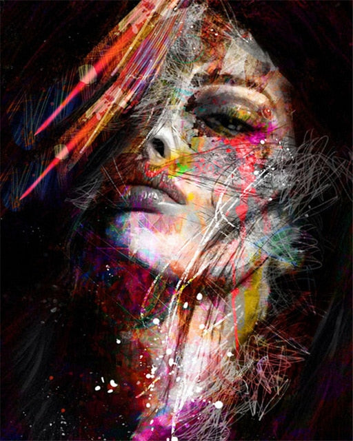Toile Portrait Femme Abstraite - Art Moderne Graffiti