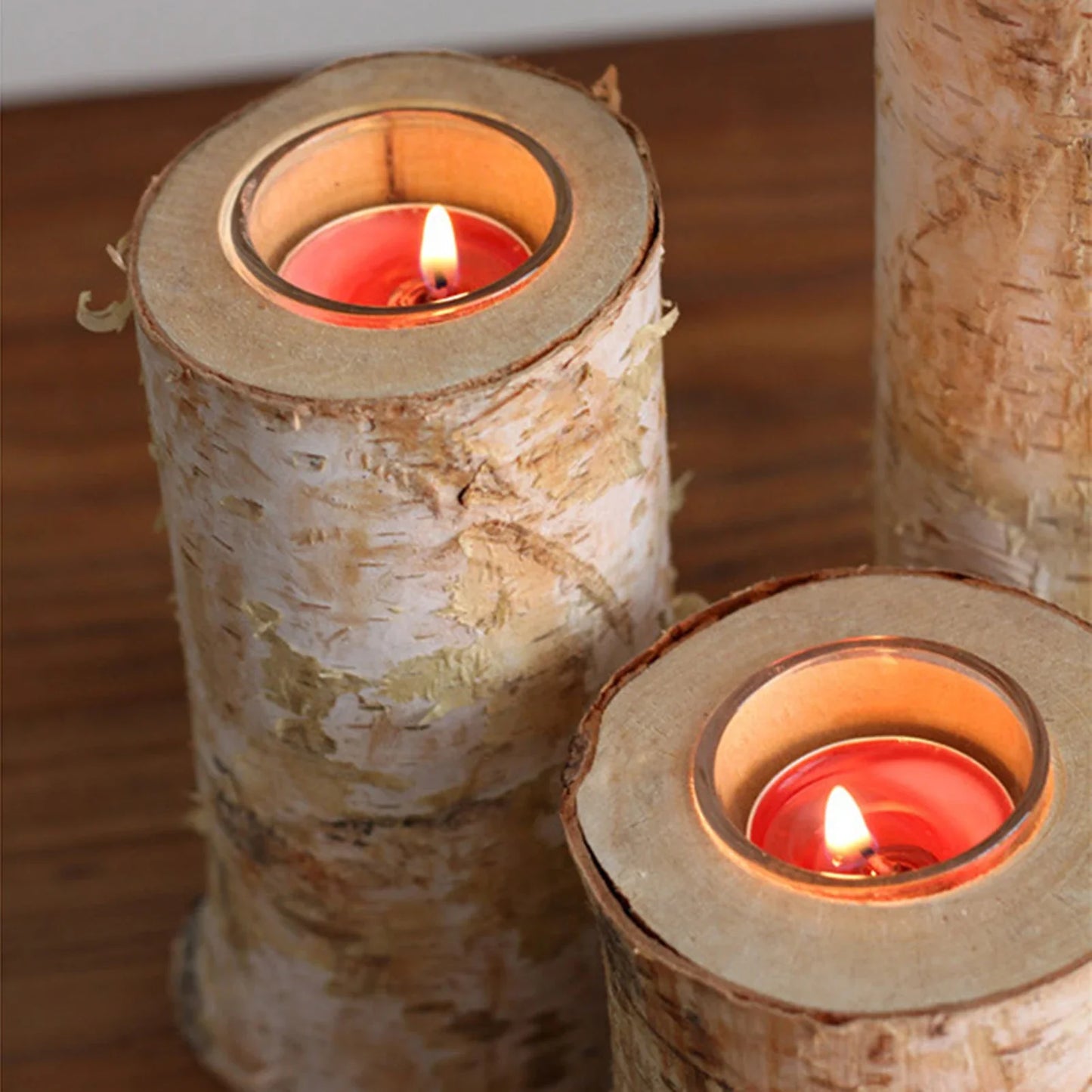 Support de Bougie Nature en Bois de Bouleau – Élégance Rustique et Chaleur Authentique