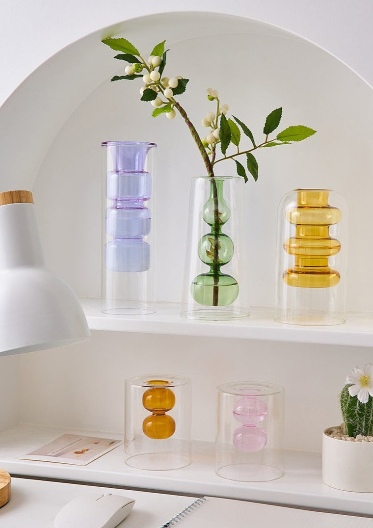 Vase Terrarium en Verre, Design Coloré