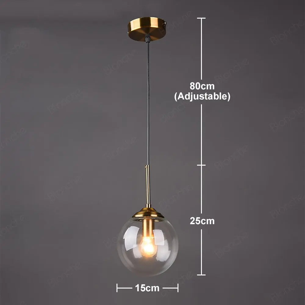 Suspension Boule en Verre Moderne, Hauteur Réglable