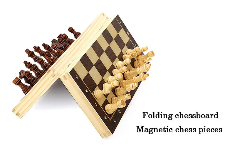 Jeu d’Échecs Bois Pliable Magnétique, 24×24cm