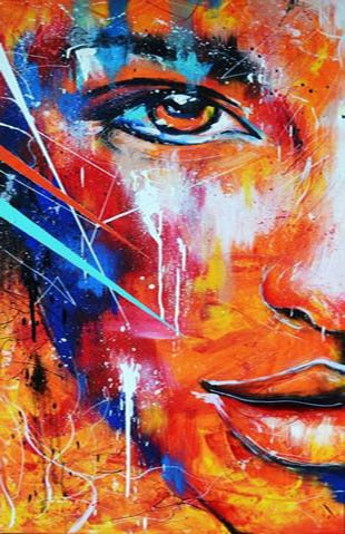 Toile Portrait Femme Abstraite - Art Moderne Graffiti
