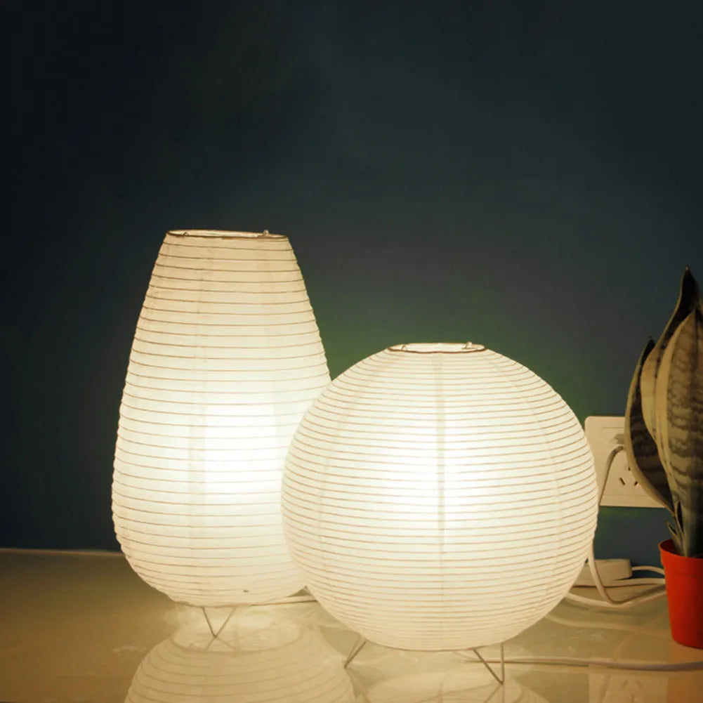 Lampe Cylindrique en Papier de Riz Style Japonais – Élégance Minimaliste Inspirée du Wabi-Sabi