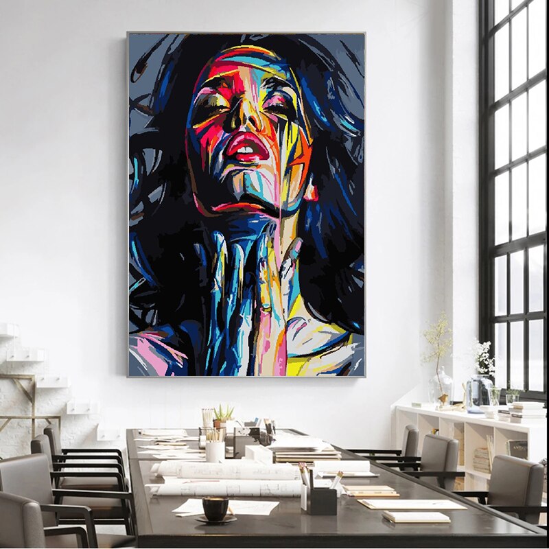 Toile Portrait Femme Abstraite - Art Moderne Graffiti