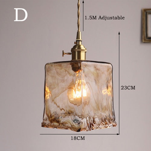 Suspension Moderne en Laiton et Verre Ambré