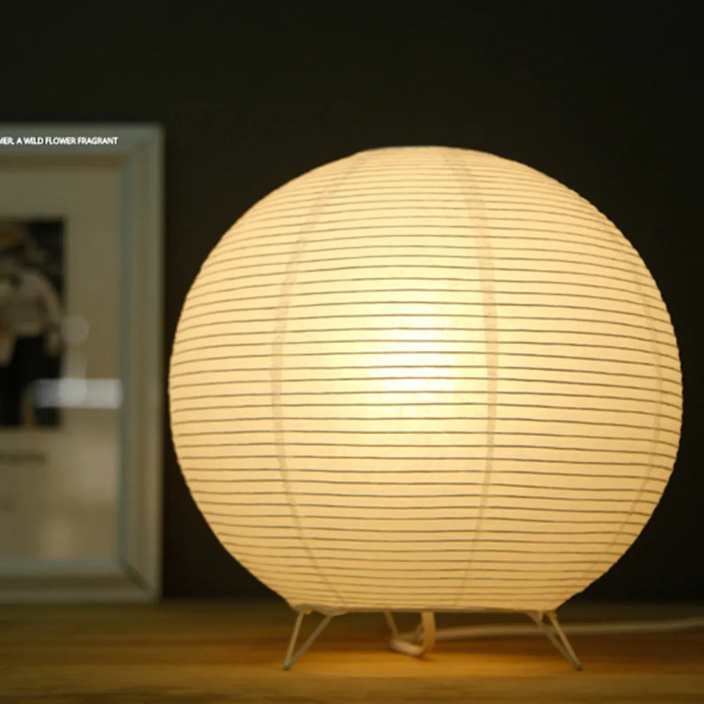 Lampe Japonaise Sphérique en Papier de Riz – Élégance Wabi-Sabi Intemporelle