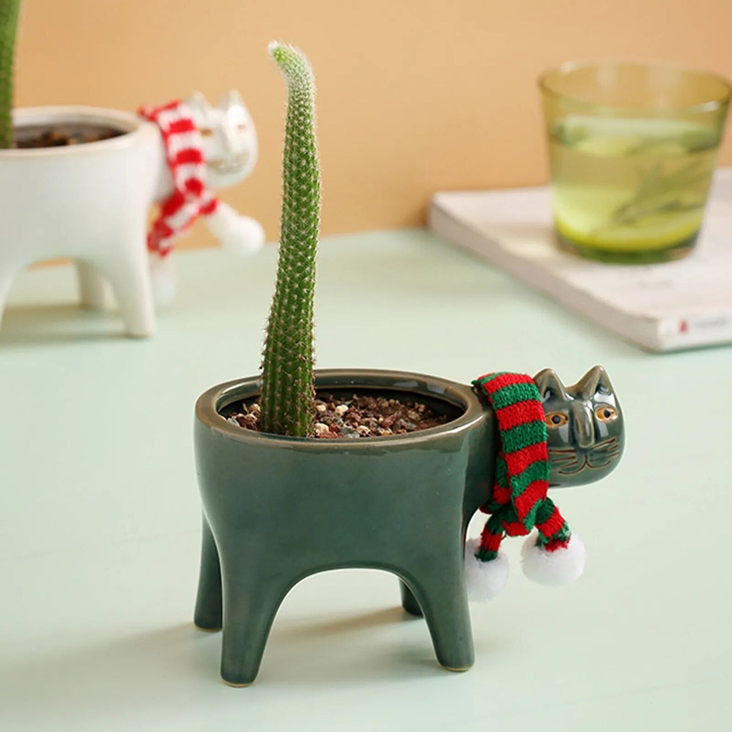 Pot de fleurs en céramique en forme de queue de chat – Une touche ludique et artisanale pour vos plantes