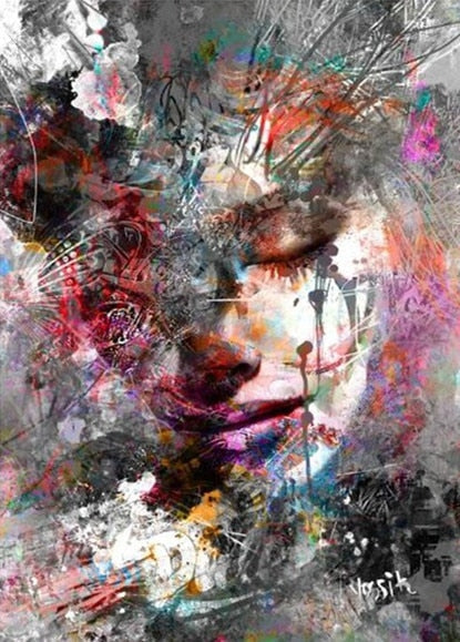 Toile Portrait Femme Abstraite - Art Moderne Graffiti