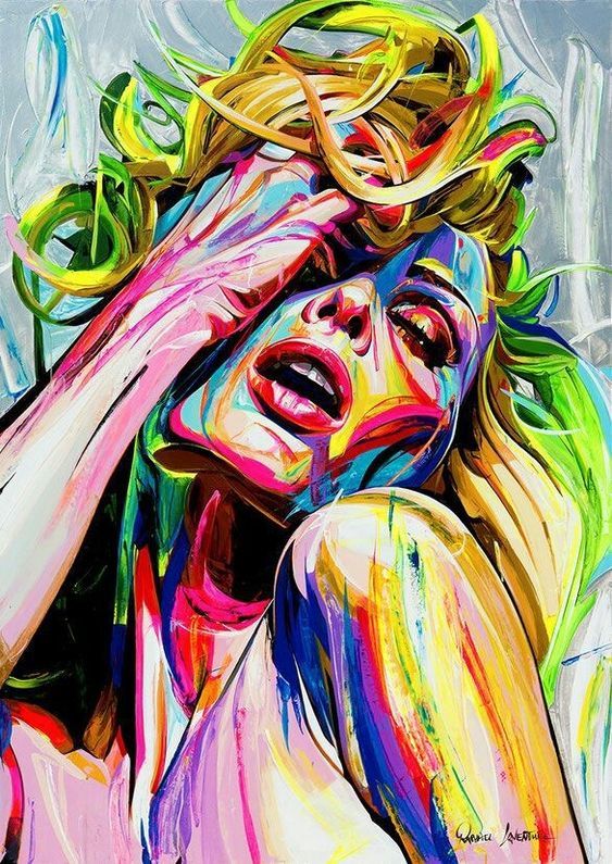 Toile Portrait Femme Abstraite - Art Moderne Graffiti