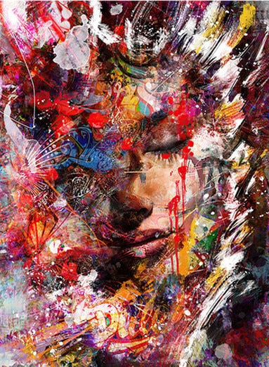Toile Portrait Femme Abstraite - Art Moderne Graffiti