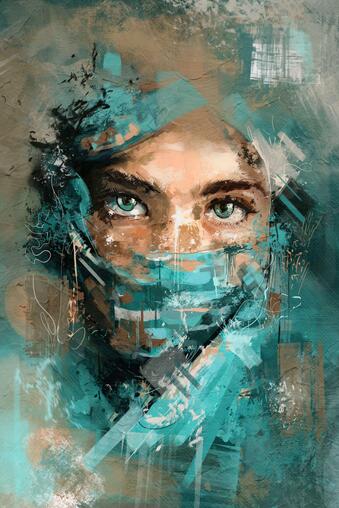 Toile Portrait Femme Abstraite - Art Moderne Graffiti