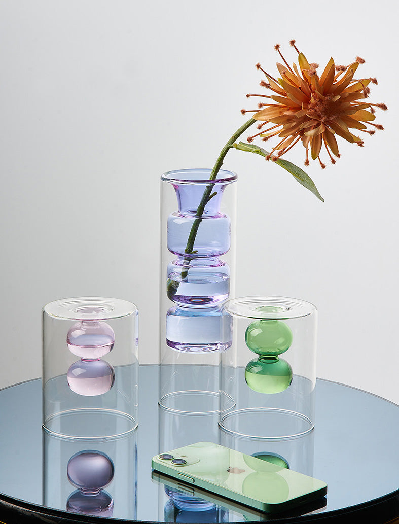 Vase Terrarium en Verre, Design Coloré