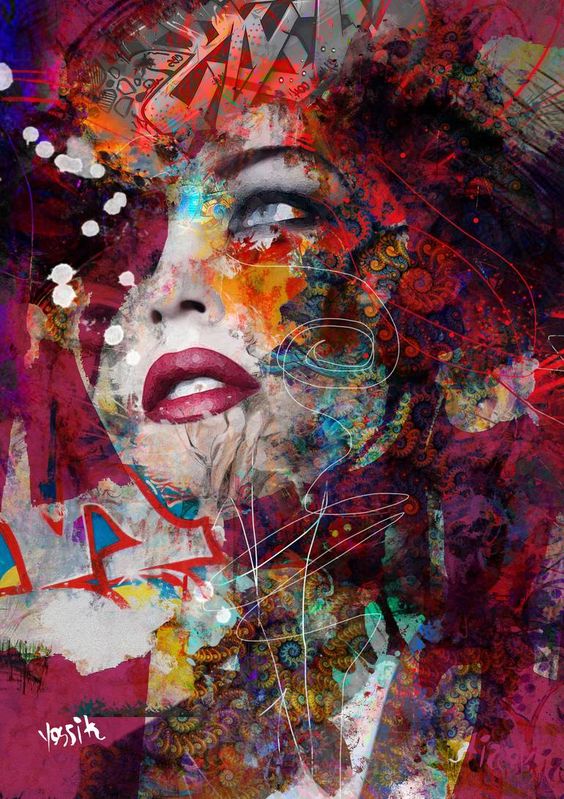 Toile Portrait Femme Abstraite - Art Moderne Graffiti