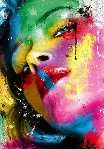 Toile Portrait Femme Abstraite - Art Moderne Graffiti
