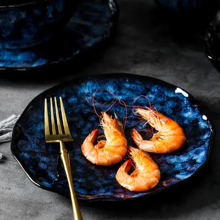 Ensemble de Dîner 10 Pièces Blue Nebula – Élégance Céleste pour Vos Repas Quotidiens