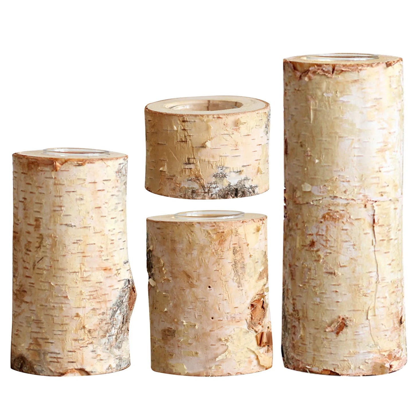 Support de Bougie Nature en Bois de Bouleau – Élégance Rustique et Chaleur Authentique