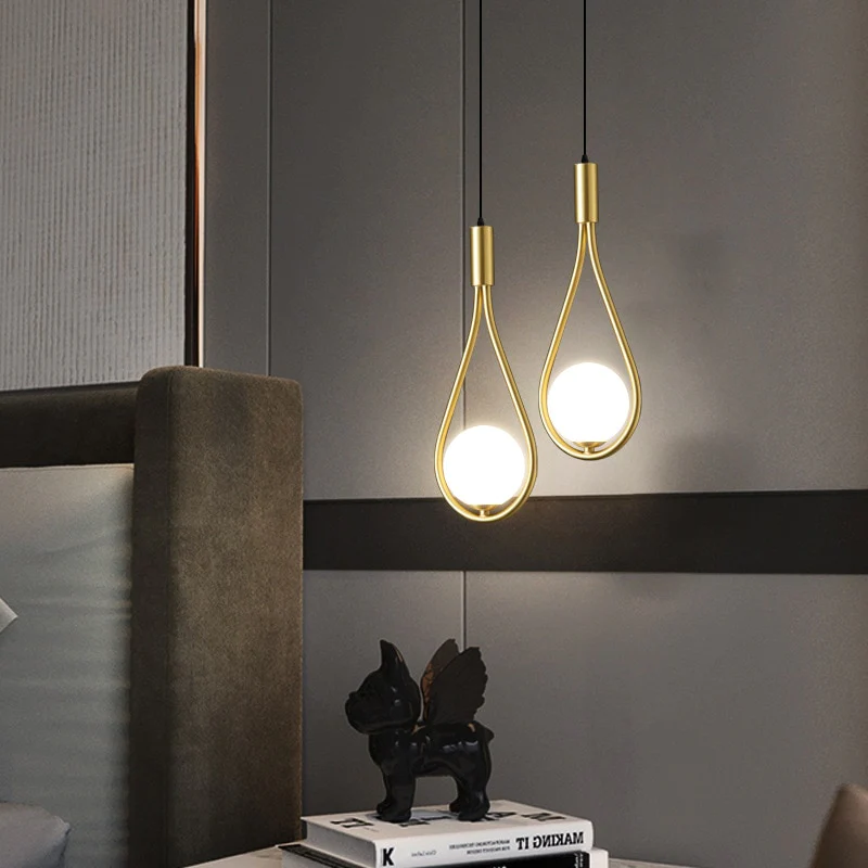 Suspension LED Design Nordique en Fer Doré