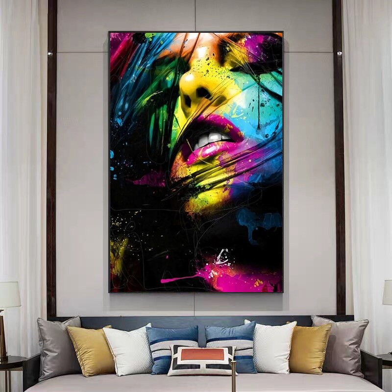 Toile Portrait Femme Abstraite - Art Moderne Graffiti