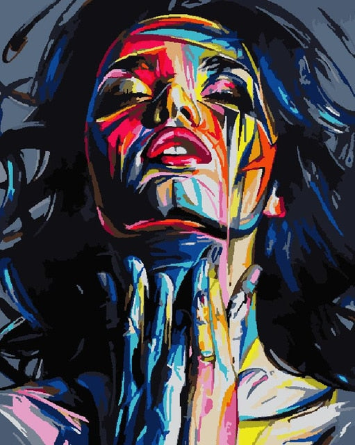 Toile Portrait Femme Abstraite - Art Moderne Graffiti