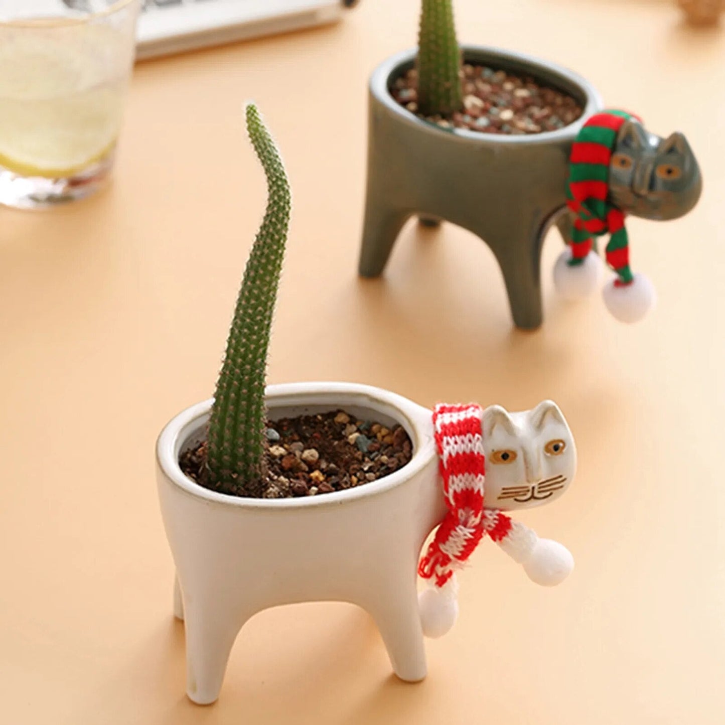 Pot de fleurs en céramique en forme de queue de chat – Une touche ludique et artisanale pour vos plantes