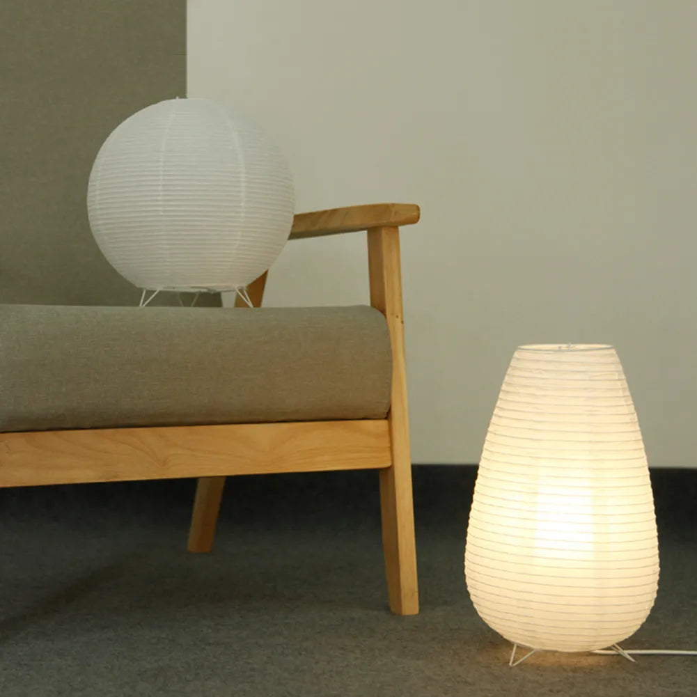 Lampe Cylindrique en Papier de Riz Style Japonais – Élégance Minimaliste Inspirée du Wabi-Sabi