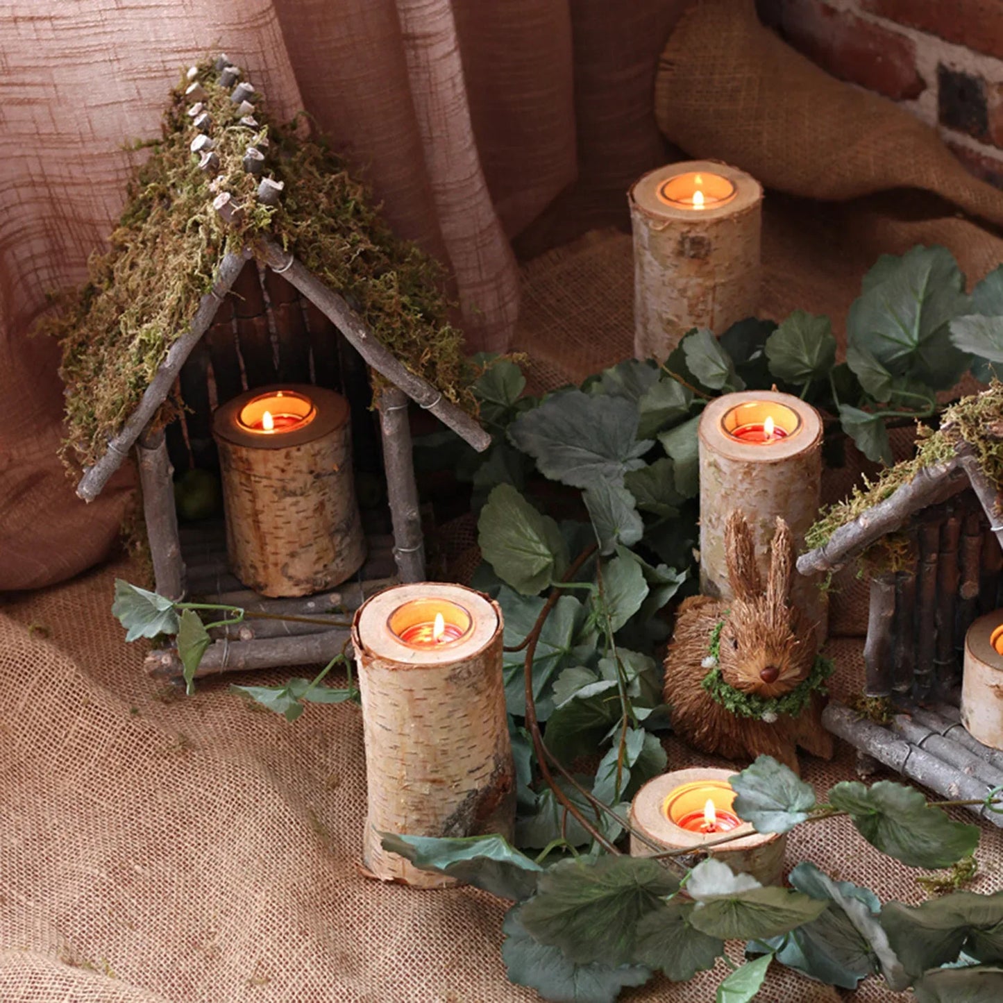 Support de Bougie Nature en Bois de Bouleau – Élégance Rustique et Chaleur Authentique