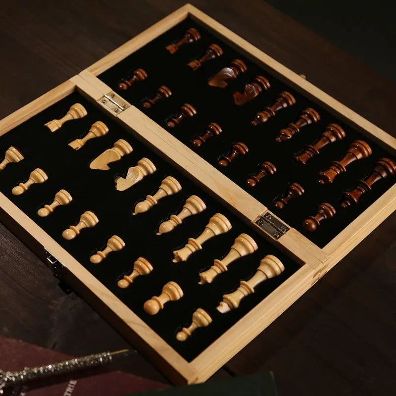 Jeu d’Échecs Bois Pliable Magnétique, 24×24cm