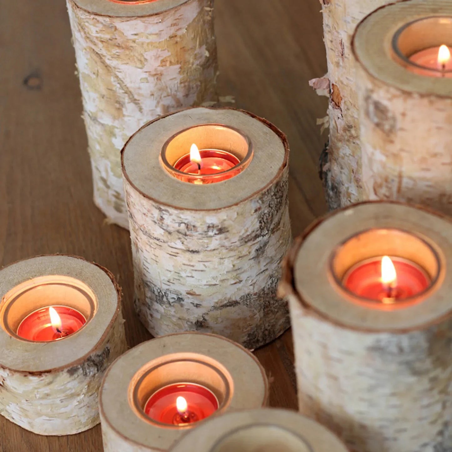 Support de Bougie Nature en Bois de Bouleau – Élégance Rustique et Chaleur Authentique