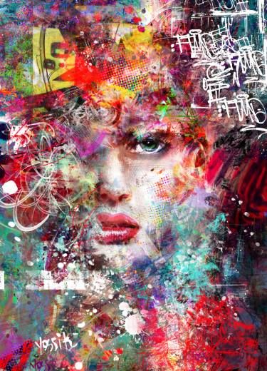 Toile Portrait Femme Abstraite - Art Moderne Graffiti