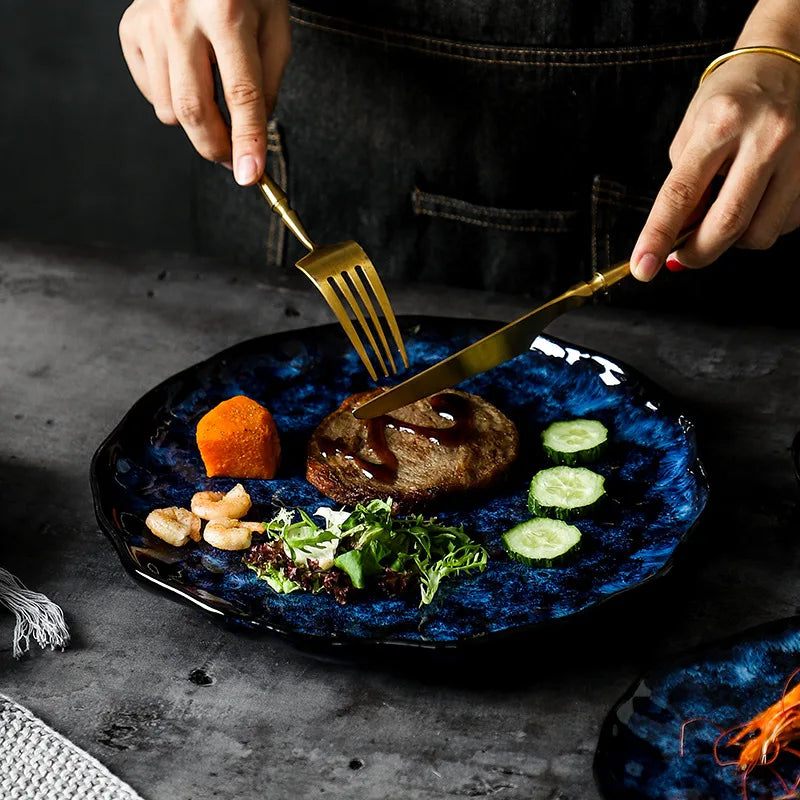 Ensemble de Dîner 10 Pièces Blue Nebula – Élégance Céleste pour Vos Repas Quotidiens